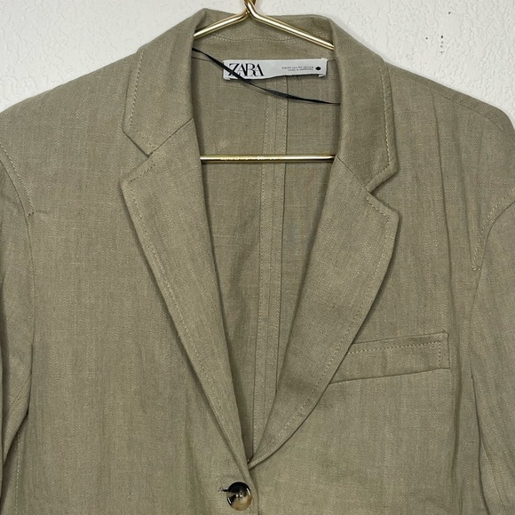 Zara blazer linen blend sz XS gray 2 button - Picture 3 of 9